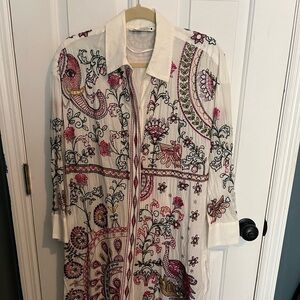 Zara embroidered button down tunic
